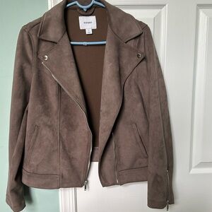 Old Navy Faux Suede Moto Jacket Light Brown Size M